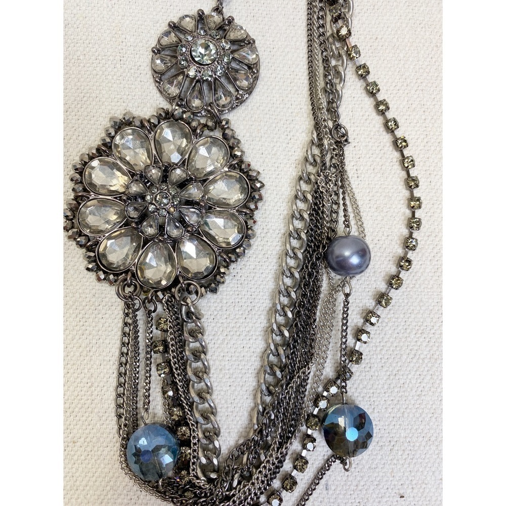 SIMPLY VERA VERA WANG MULTISTRAND CHAIN NECKLACE WITH CRYSTAL & RHINESTONE BEADS - Picture 5 of 6